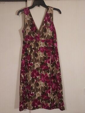 Axcess Liz Claiborne Watercolor Floral V-Neck Dress Large